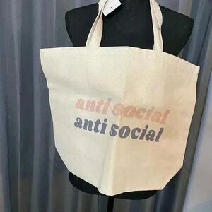 Space46 Anti-Social Canvas Bag, NWT